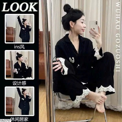 SM3707 BỘ PIJAMA VIỀN REN TRẮNG CHO NỮ
