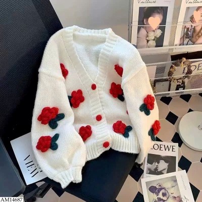 AM14687 ÁO CARDIGAN LEN HOA CHO NỮ