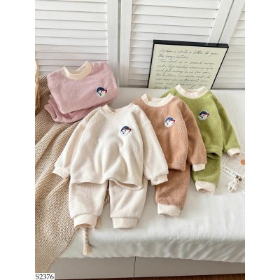 S2376 BỘ NỈ LÔNG GẤU CHO BÉ
