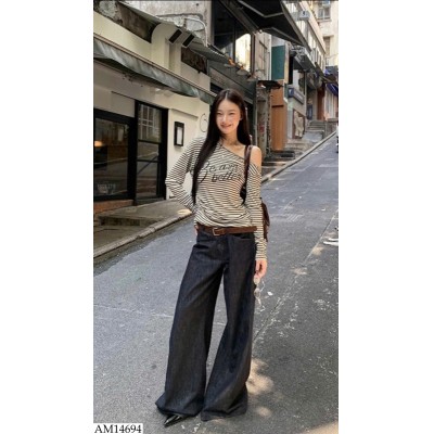 AM14694 ÁO KẺ DÀI TAY LỆCH VAI W.G.W.E