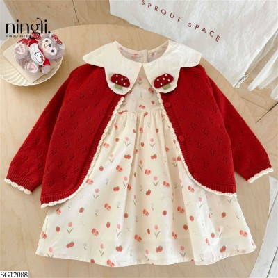 SG12088 SET VÁY MIX ÁO LEN NINGLI BG