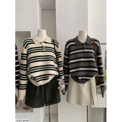 AM14698 ÁO LEN KẺ CỔ POLO 