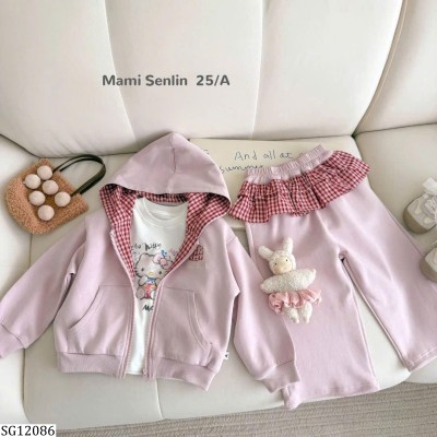 SG12086 SET NỈ HỒNG KẺ CARO NINGLI