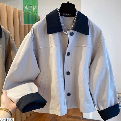 AM14753 ÁO KHOÁC PHỐI CỔ MÀU CHO NỮ