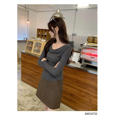 AM14732  ÁO CỔ ĐỔ DÀI TAY NỮ