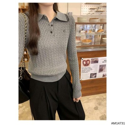 AM14731 ÁO LEN DỆT KIM CỔ POLO DÀI TAY