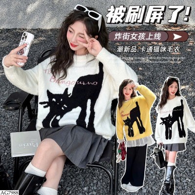 AG7988 ÁO LEN MÈO BÉ GÁI