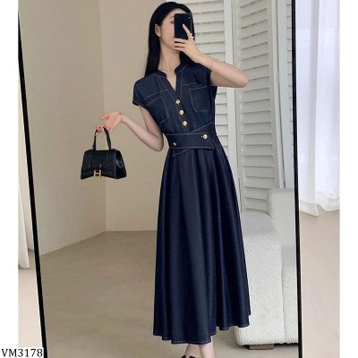 VM3178 VÁY DENIM DÁNG DÀI KIỂU MỚI 2025
