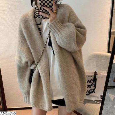 AM14745 ÁO KHOÁC LEN LÔNG THỎ DÁNG ĐAI