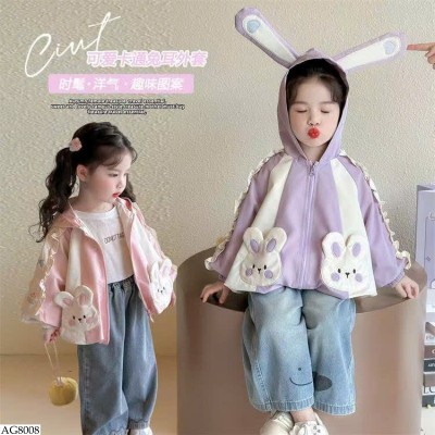 AG8008 ÁO KHOÁC TAI THỎ CHO BÉ GÁI