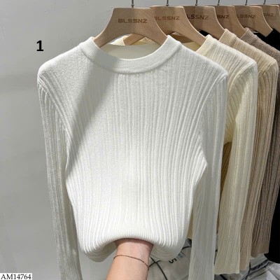 AM14764 ÁO LEN DÀI TAY CỔ TRÒN NỮ