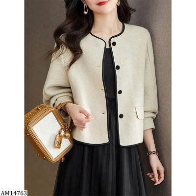 AM14763 ÁO KHOÁC DẠ NGẮN CỔ TRÒN THANH LỊCH