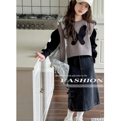 SG12121 SET ÁO GILE MIX CHÂN VÁY JEAN BG