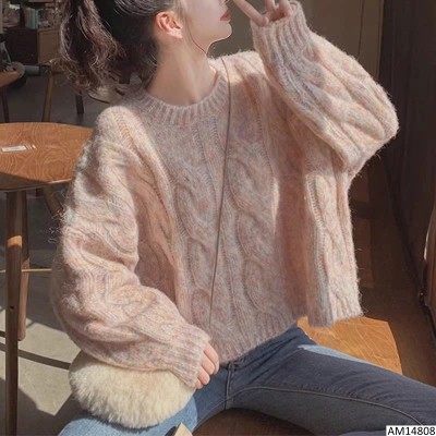 AM14808 ÁO LEN XOẮN NHẸ NHÀNG HỒNG PASTEL