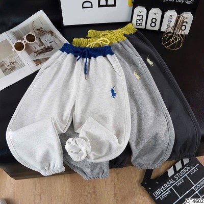 QT4602 QUẦN NỈ JOGGER THÊU NGỰA PHỐI MÀU CÁ TÍNH