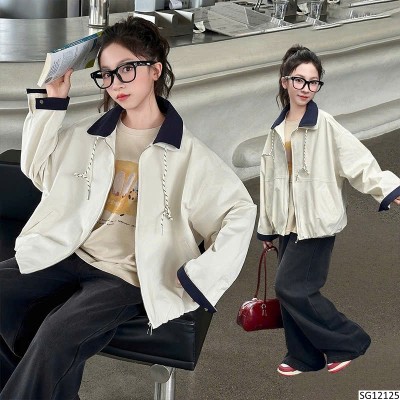 SG12125 ÁO KHOÁC PHỐI CỔ MIX QUẦN JEAN BG