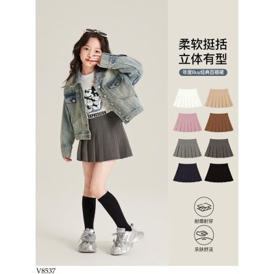 V8537 CHÂN VÁY XẾP LY TRƠN MÀU AMYBABY