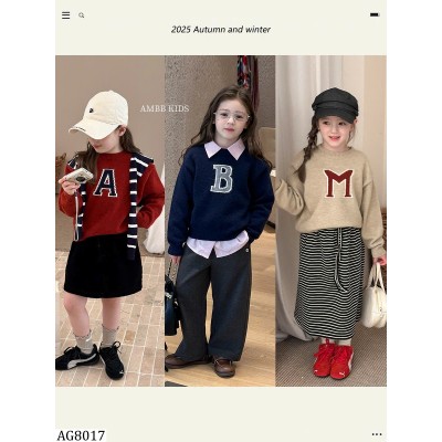 AG8017 ÁO LEN CHỮ AMBBKIDS giá mới
