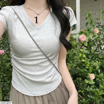 AM14837 ÁO THUN NỮ TAY NGẮN CỔ CHỮ V