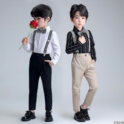ST6558 SET ÁO SƠ MI KÈM NƠ MIX QUẦN TÂY CHO BÉ