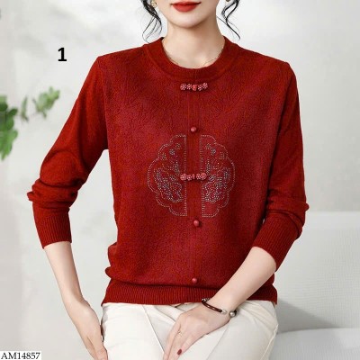 AM14857 ÁO LEN TRUNG NIÊN GIẢ CỔ TÀU
