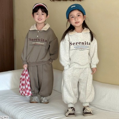 S2393 BỘ NỈ CỔ POLO LÔNG CHO BÉ