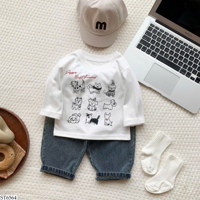 ST6564 ÁO THU ĐÔNG PHỐI QUẦN JEAN CHO BT