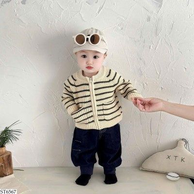 ST6567 ÁO CARDIGAN KẺ PHỐI QUẦN CHO BT