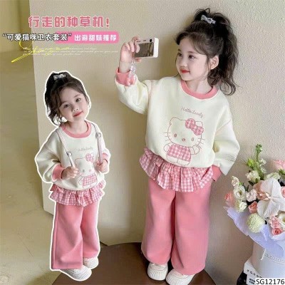 SG12176 BỘ NỈ HELLO KITTY HỒNG CHO BÉ