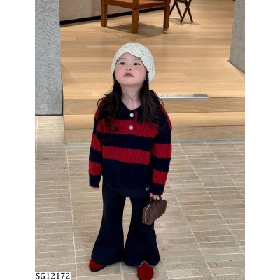 SG12172 SET ÁO LEN KẺ MIX QUẦN RÈM BG
