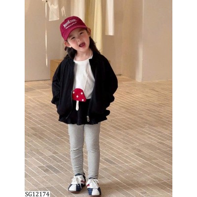 SG12174 SET ÁO KHOÁC ĐEN PHỐI QUẦN LEGGING VÁY