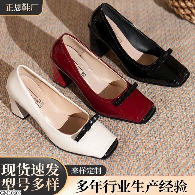 GM10609 GIÀY CAO GÓT NƠ MŨI VUÔNG