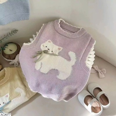 AG8077 ÁO GILE HỌA TIẾT MÈO XINH