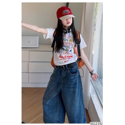 SG12192 ÁO THUN CHỮ MIX JEANS LỠ SZ ĐẠI