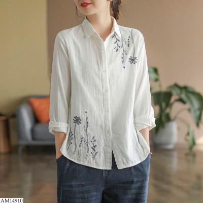 AM14910 ÁO SƠ MI THÊU HOA NỮ
