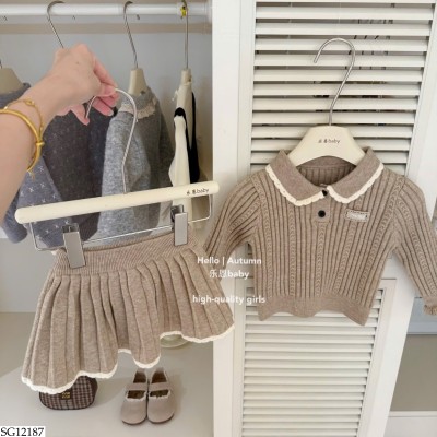 SG12187 BỘ POLO LEN BÈO BÉ GÁI