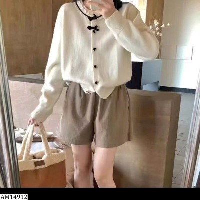 AM14912 ÁO LEN CARDIGAN CỔ BÈO