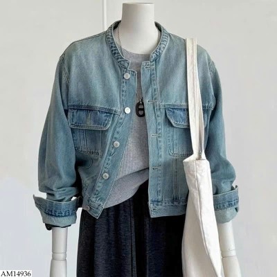AM14936 ÁO KHOÁC JEAN CỔ TÀU