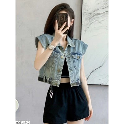 AM14940 ÁO GILE JEAN CROPTOP NỮ 