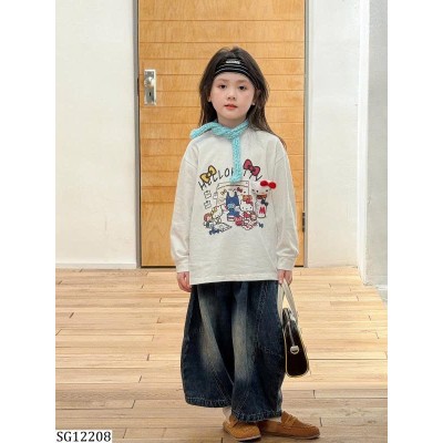 SG12208 SET ÁO KITTY MIX QUẦN JEAN SUÔNG