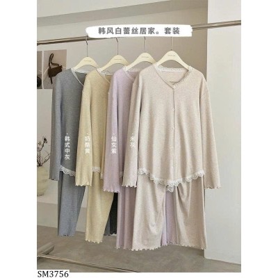 SM3756 BỘ PIZAMA NỈ VIỀN REN SONGFEI