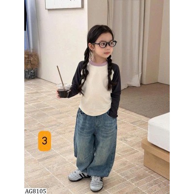 AG8105 ÁO DÀI TAY PHỐI MÀU AMBBKIDS