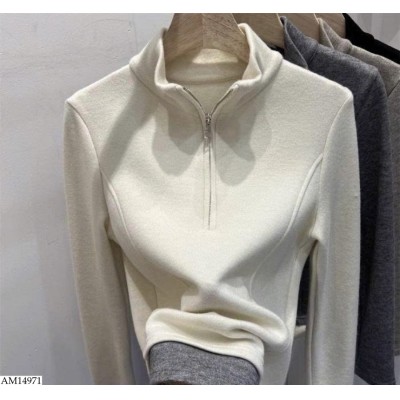 AM14971 ÁO DÀI TAY PHỐI KHOÁ ZIP CỔ