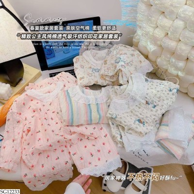 SG12233 BỘ MẶC NHÀ HỌA TIẾT PHỐI REN BG
