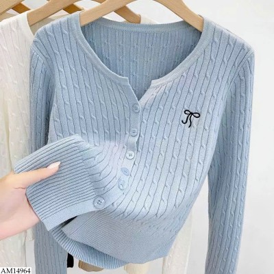 AM14964 ÁO LEN CARDIGAN NƠ