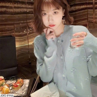 AM14946 ÁO CARDIGAN ĐÍNH HOA NỮ