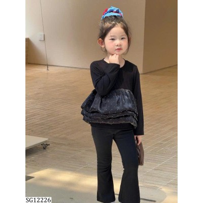 SG12226 SET ÁO DÀI TAY PHỐI VOAN MIX QUẦN ỐNG LOE