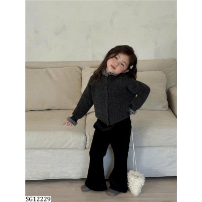 SG12229 SET ÁO LEN CARDIGAN MIX QUẦN ỐNG LOE