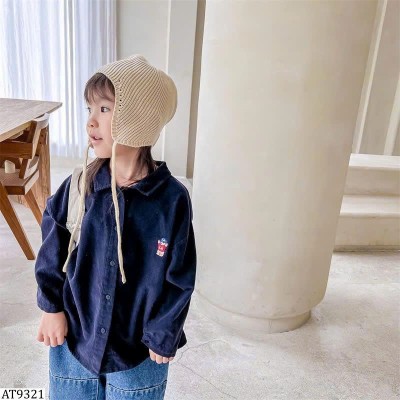 AT9321 ÁO SƠ MI NHUNG THÊU GẤU ADBABY