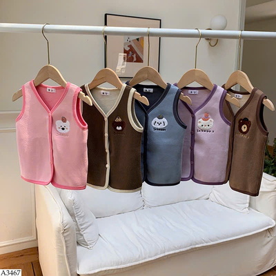 A3467 ÁO GILE PHỐI MÀU HÌNH THÚ CUTE CHO BÉ 